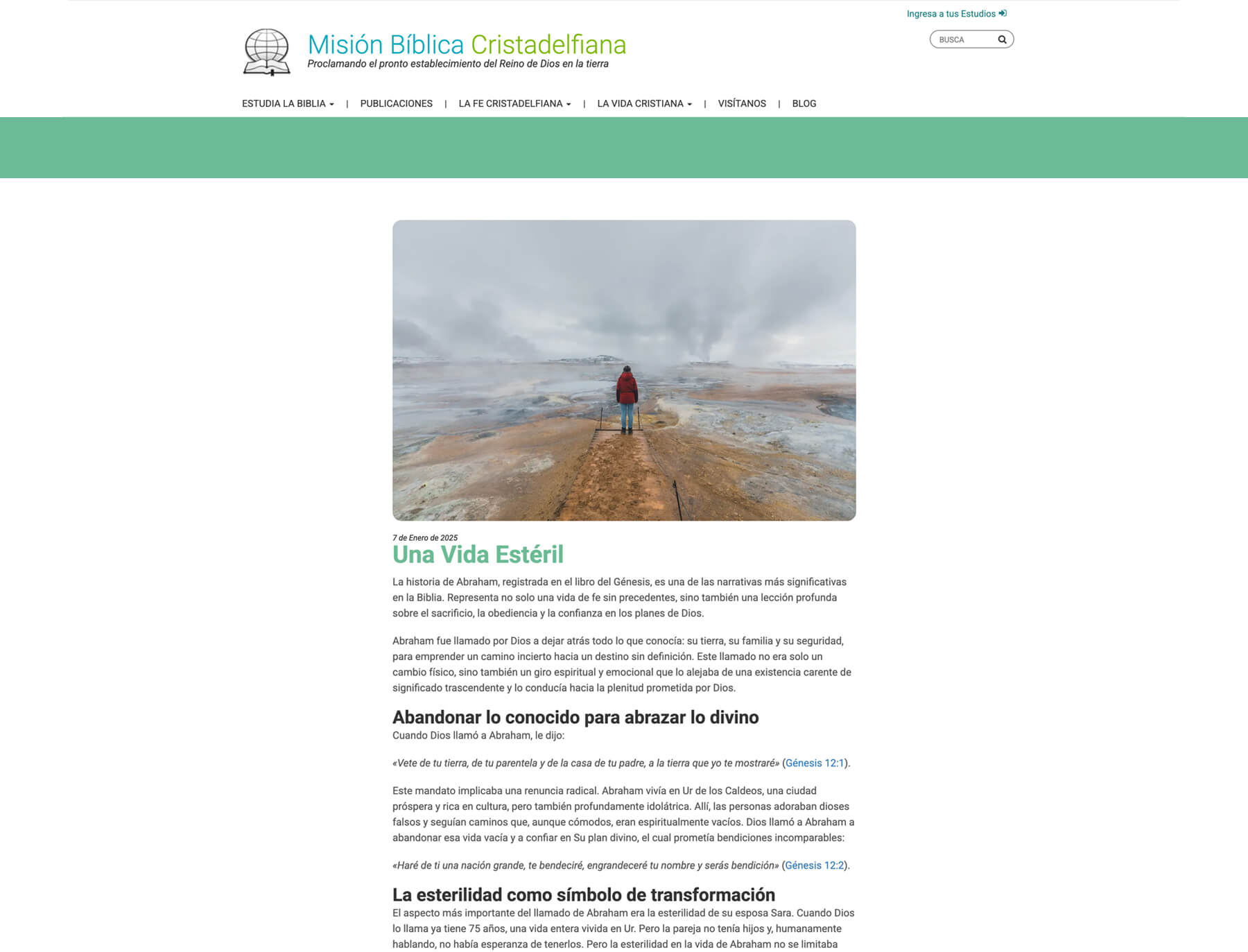 LaBiblia blog layout with articles and content feed