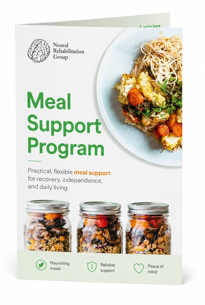 Marketing brochure design for Neural Rehabilitation Group meal program